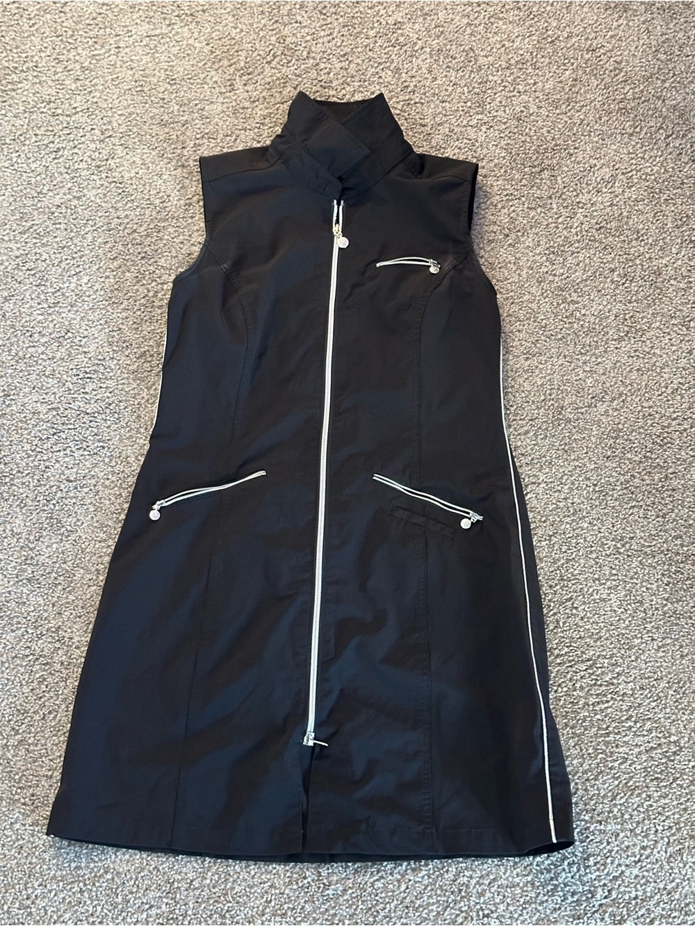 Daily Sports Black Sleeveless Zip-Front Golf Dress with White Trim